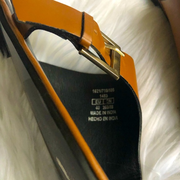 Zara Caramel Sandals Square Slides - Picture 4 of 10